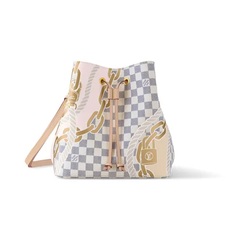 LOUIS VUITTON NéoNoé Холст с кожей Сумка-ведро Сумка через плечо Средняя Женская Белая