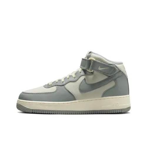 Nike Air Force 1 Slip Resistant Abrasion Resistant Легкий MID Топ Кроссовки для скейтбординга Мужской Кокосовое молоко Белый Серый