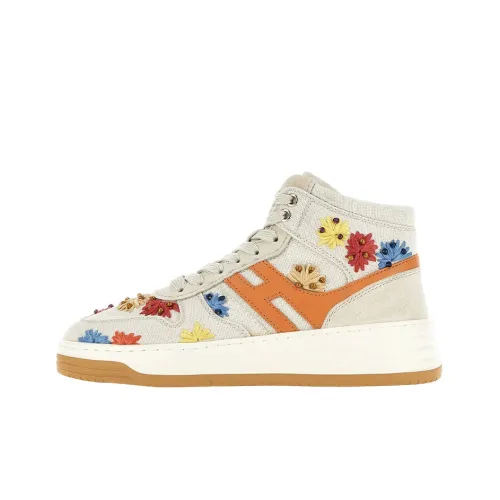 HOGAN H630 Высокие Топы Стильные Скейтбординги Женские Бежево-оранжевые