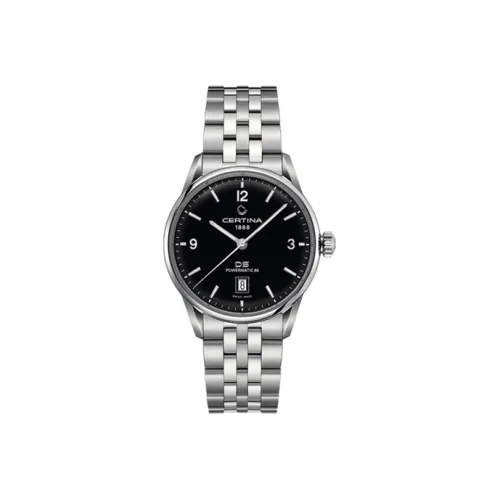 Certina Автоматический Механический Механизм Мужские Часы Часы Черный Циферблат Корпус из Нержавеющей Стали Ремешок из Нержавеющей Стали
