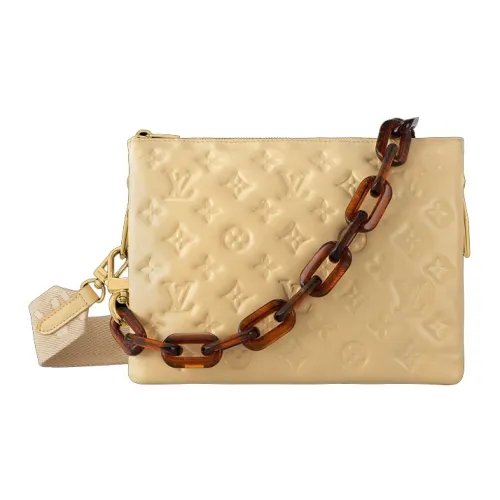 LOUIS VUITTON Coussin Телячья кожа Клатч Крест Тело Сумка Маленькая Женская Желтая