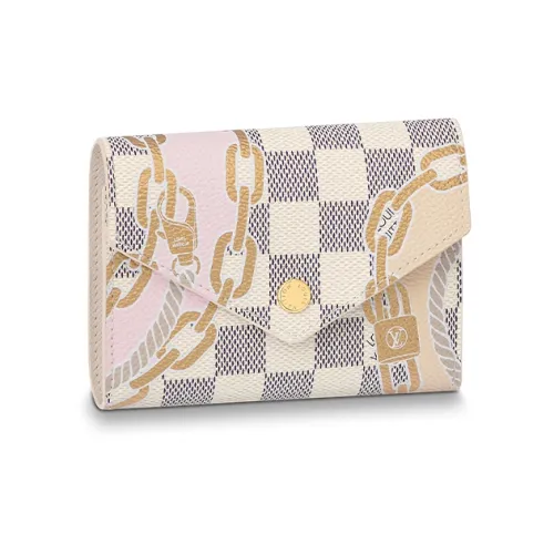 LOUIS VUITTON Victorine Покрытый холст Victoria Держатель для карт кошелек Женский Белый