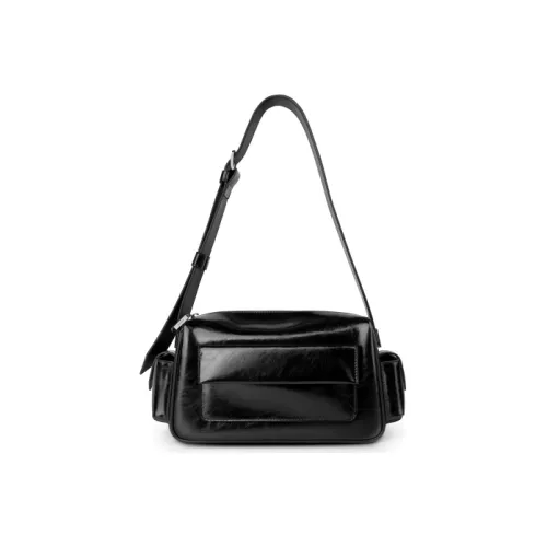 INJOYLIFE Сумка из коровьей кожи Boston Сумка через плечо Средняя Женская Черная