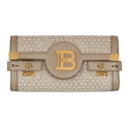 BALMAIN B Buzz Рафия Одно плечо Через плечо Клатч Женский Тауповый
