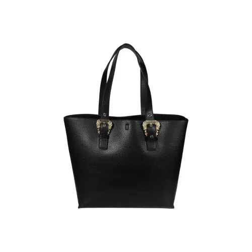 VERSACE JEANS COUTURE Зернистая кожа личи кожа тоут сумка сумка для покупок сумка на плечо большая женская черная