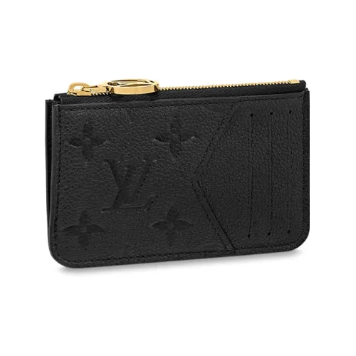 LOUIS VUITTON Кожа Кошелек для монет держатель для карт женский черный