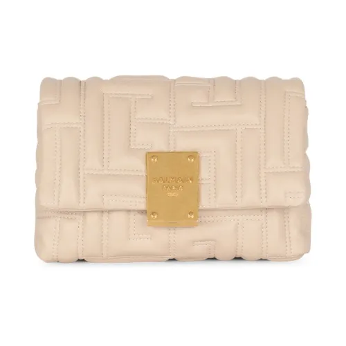 BALMAIN 1945 Lambskin Crossbody Bag Shoulder Bag Women's Beige
