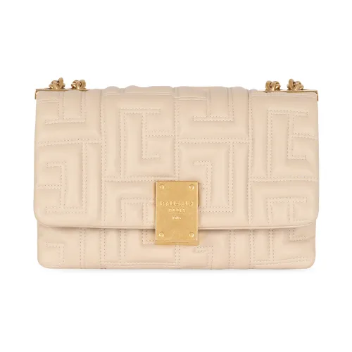 BALMAIN 1945 Lambskin Crossbody Bag Shoulder Bag Women's Beige