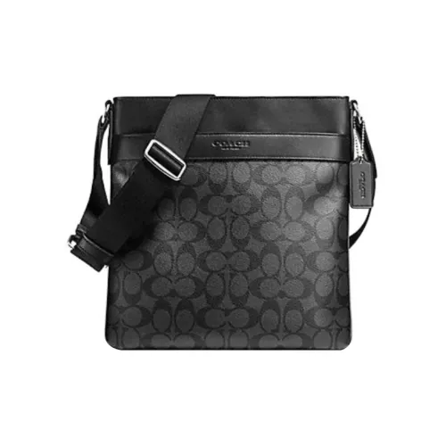 COACH Charles Кожа Детали Сумка через плечо Мужская Черная Серый