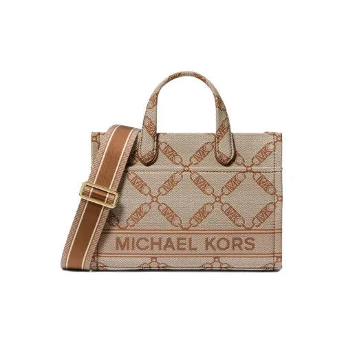 MICHAEL KORS Gigi Ткань Сумка Маленькая Женская Бежевая и Кожа Коричневая