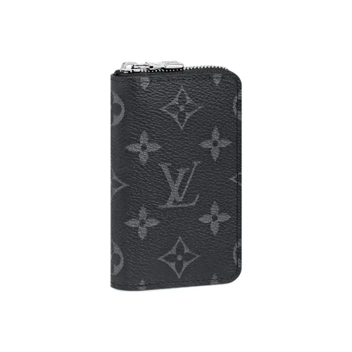 LOUIS VUITTON Zippy Холст Монетница Мужской Черный Серый