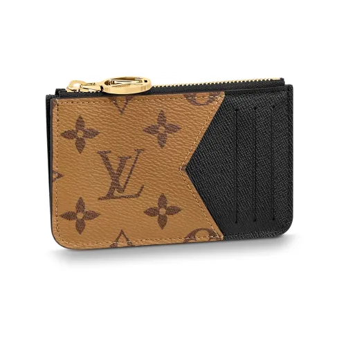 LOUIS VUITTON Покрытый холст Кошелек для монет держатель для карт стандартный женский коричневый черный