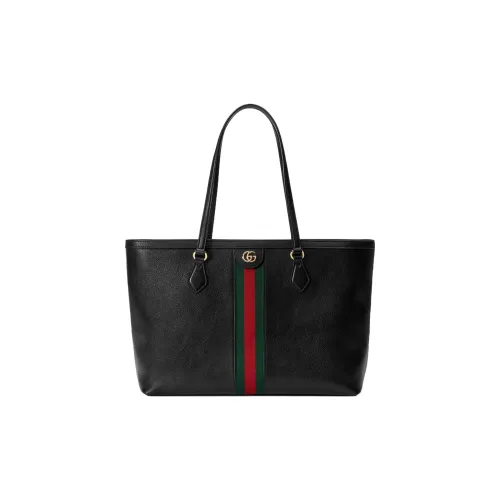 GUCCI Ophidia Холст и Кожа Комбинированная Сумка-тоут, Сумка для покупок, Сумка через плечо, Сумка среднего размера Женская Черная