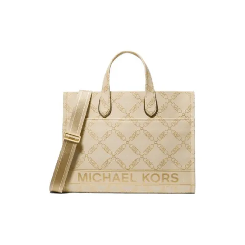 MICHAEL KORS Ткань Портативный Через плечо Тоут Большой Женский Экрю Золотой