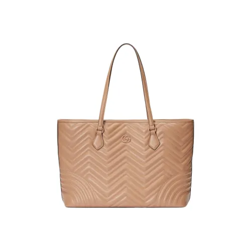 GUCCI GG Marmont Кожа Тоут Сумка Сумка для покупок Сумка Большая Женская Розовая Бежевая