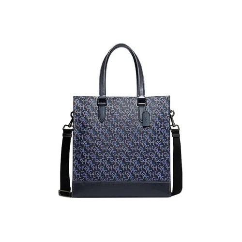 COACH Graham Коровья кожа Тоут Сумка Сумка для покупок Сумка через плечо Сумка Большая Женская Черная Синяя