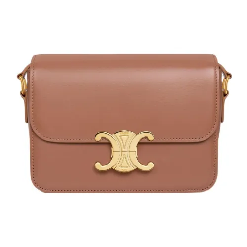 CELINE Teen Triomphe Блестящая сумка через плечо из коровьей кожи сумка на плечо женская бронзовый цвет