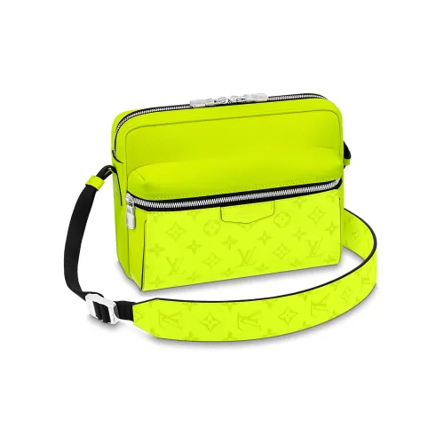 LOUIS VUITTON OutdoorMessenger Холст и Кожаная Сумка для Курьера Сумка через плечо Сумка на плечо Мужская Неоновый Зеленый