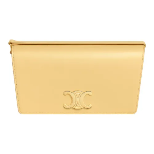 CELINE Блестящая сумка из коровьей кожи в виде конверта портативная сумка через плечо женская желтая