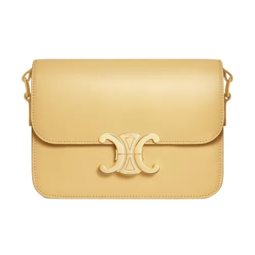 CELINE Triomphe Блестящая сумка из коровьей кожи на плечо сумка Tofu портативная сумка через плечо женская желтая