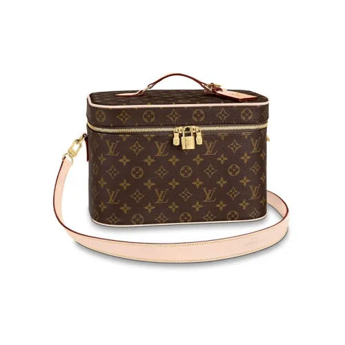 LOUIS VUITTON Vanity Покрытый холст с коровья кожа комбинированный косметичка портативная сумка через плечо обычный женский коричневый