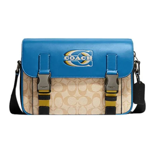 COACH Сумка через плечо из коровьей кожи стандартная мужская синий бежевый