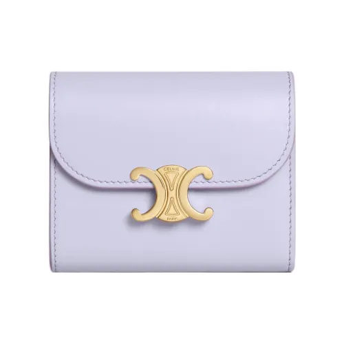 CELINE Triomphe Блестящий Гладкая Коровья Кожа Держатель для Карт Кошелек Маленький Женский Светлая Лаванда