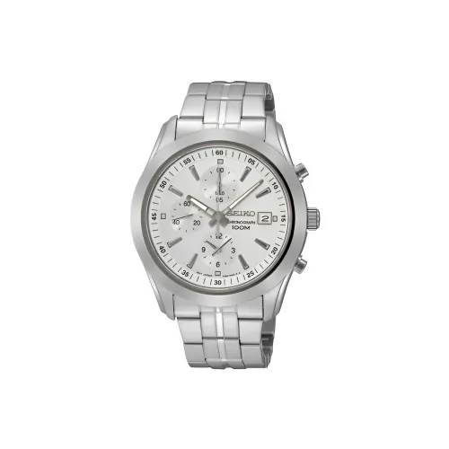 SEIKO Chronograph Series Кварцевый механизм нержавеющая сталь ремешок мужские часы белый циферблат