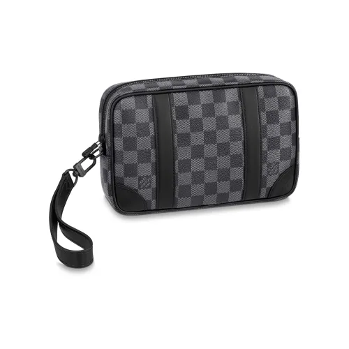 LOUIS VUITTON Графитовый холст и кожа клатч мужской черный серый