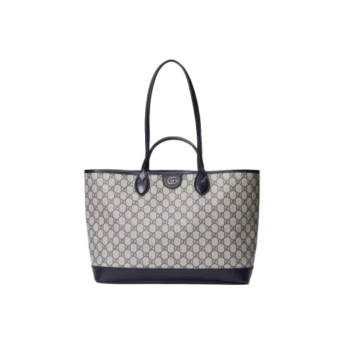 GUCCI Ophidia Canvas Leather Bag Medium Women's Beige Navy Blue