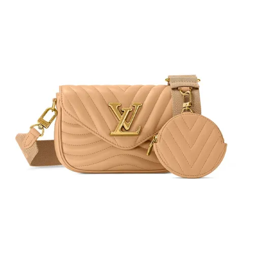 LOUIS VUITTON Новый WaveMulti POCHETTE ACCESSOIRES Коровья кожа Сумка через плечо Сумка на плечо Женская Светло-коричневая