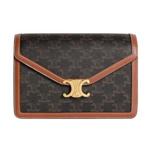 CELINE Triomphe Коровья кожа Конверт Сумка через плечо Стандартная Женская Рыжевато-коричневый