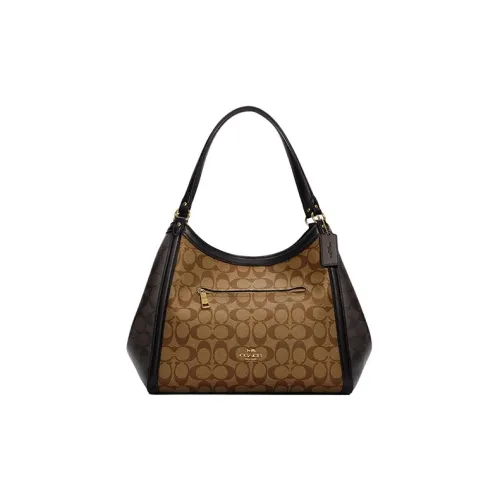 COACH Kristy Подпись Холст с Покрытым и Гладкой Кожей Сумка через плечо Сумка Женская Хаки Коричневый