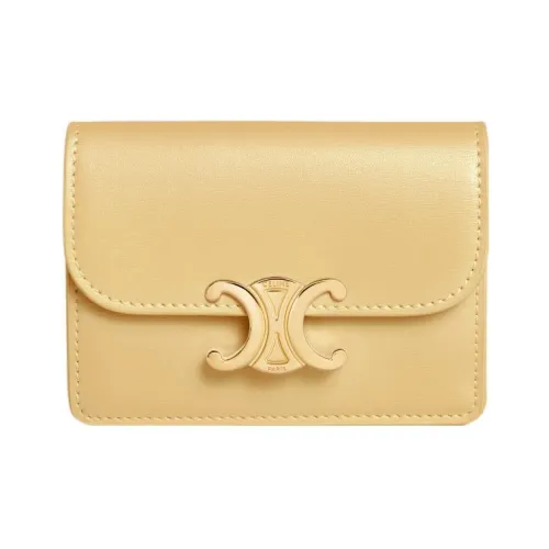 CELINE Triomphe Коровья кожа Держатель для карт Женский Желтый