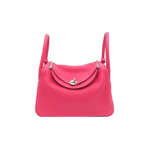 HERMES Lindy Clemence Bullock Кожа Сумка Сумка через плечо Женская I6 Розовый Extreme Розовый