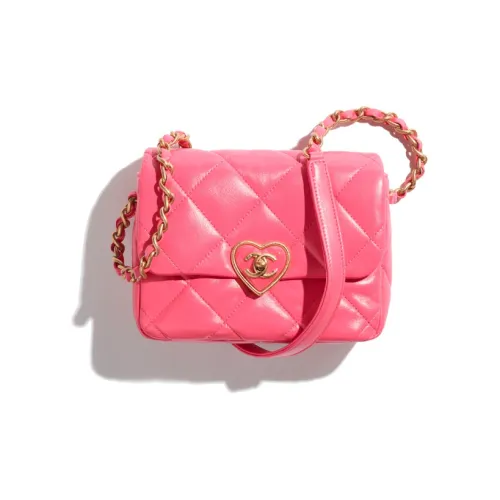 CHANEL Lambskin Flap Bag Crossbody Bag Shoulder Bag Mini Women's Pink