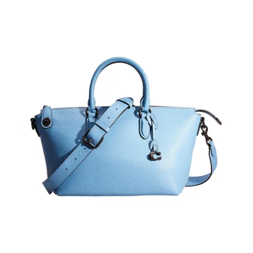 COACH Cara Сумка из крупнозернистой текстуры кожа большой женский синий