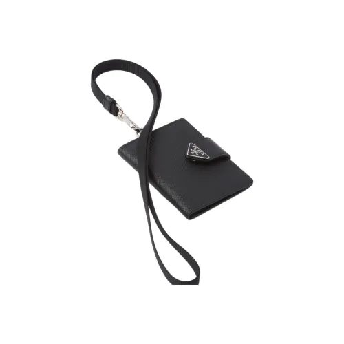 PRADA Saffiano кожаный кошелек для карт мужской черный