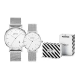 Серебряный корпус с белым циферблатом, 1 пара, сетчатая сумка