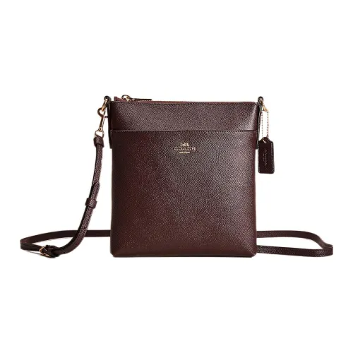 COACH Kitt Крестообразная текстура Кожа Сумка через плечо Маленькая Женская Темно-коричневая