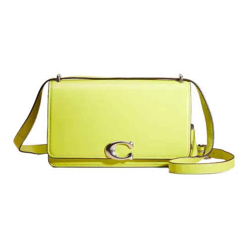 COACH Bandit Телячья кожа Сумка через плечо Средняя Женская Неоново-желтая