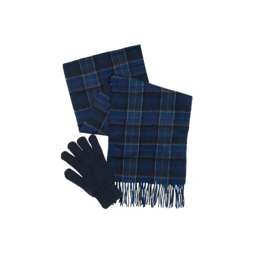 BARBOUR Шарфы из овечьей шерсти, вязаные, темно-синие, мужские