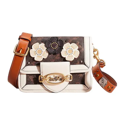 COACH Hero Холст и Кожаная Сумка через плечо Маленькая Женская Амбер