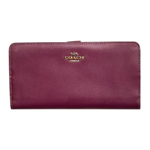 COACH Skinny Wallet Телячья кожа Держатель для карт кошелек Женские Темная ягода