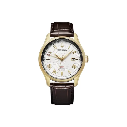 BULOVA Мужские часы Механический механизм Кожаный ремешок Серебристый циферблат