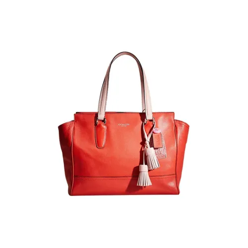 COACH Legacy Дубленая кожа Перчатка Сумка-тоут Сумка для покупок Сумка через плечо Большая Женская Апельсиновая