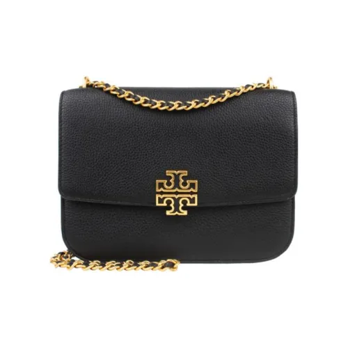 TORY BURCH Britten Lychee Поверхность Коровья кожа Сумка через плечо Средний Женский Черный Черный Золотой