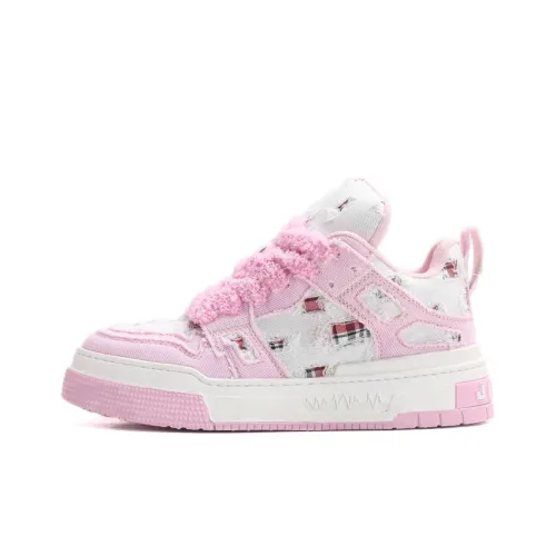 Jifffly Denim Tartan Low Top Скейтборд Кроссовки Unisex Cherry Blossom Pink