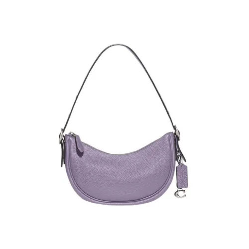 COACH Luna Мягкая кожа галечная портативная сумка через плечо сумка на плечо женская фиолетовая