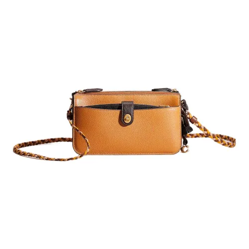 COACH NOA POP Up Кожа Сумка через плечо Маленькая Женская Светлый Верблюжий